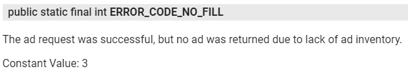 ad failed to load 3의 google api 문서 설명